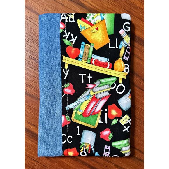 Handmade School Themed Fabric Notebook Pad Cover 6"x 9.5" - Picture 1 of 3